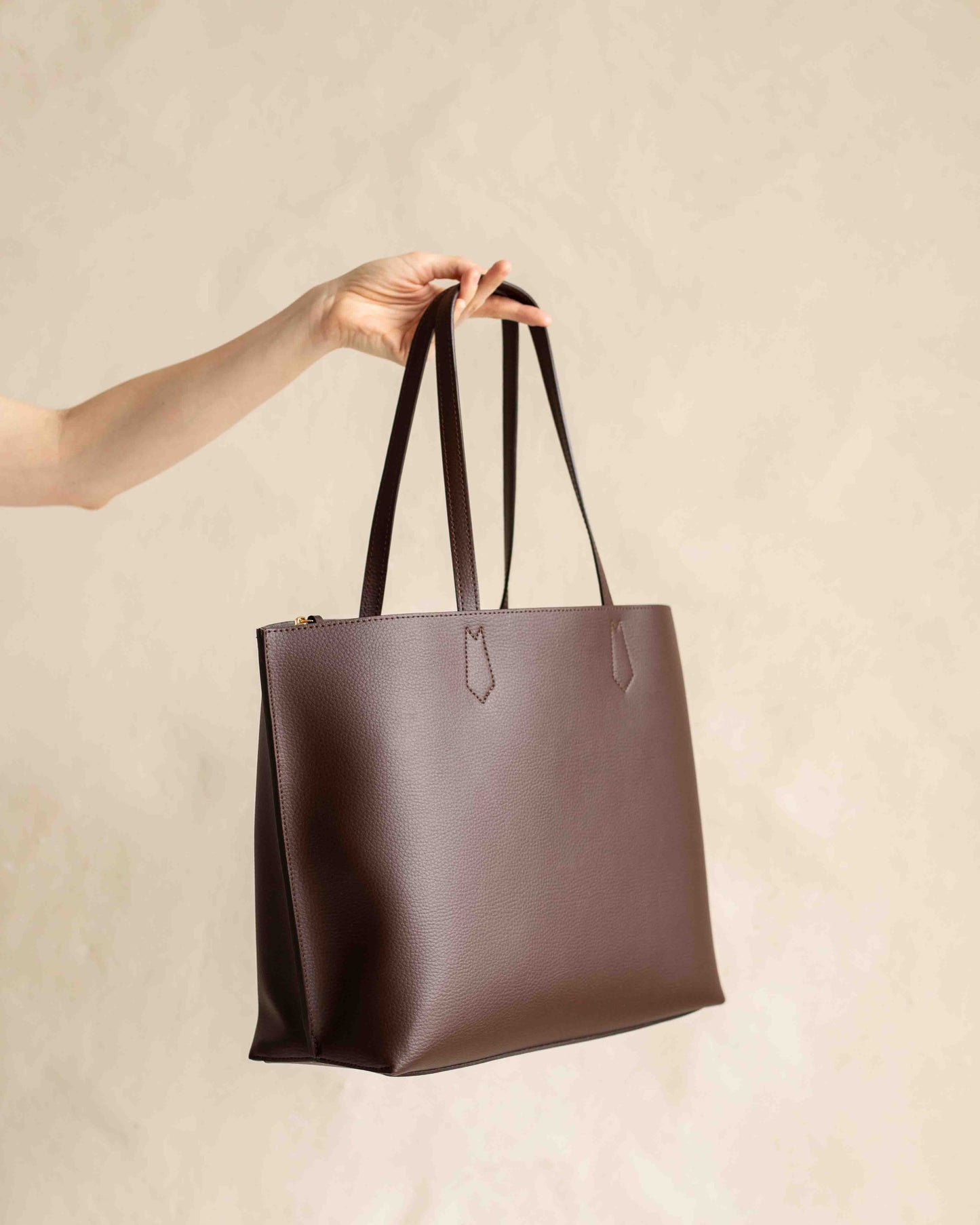 CARLA Mokka Brown Vegan Leather Tote Bag