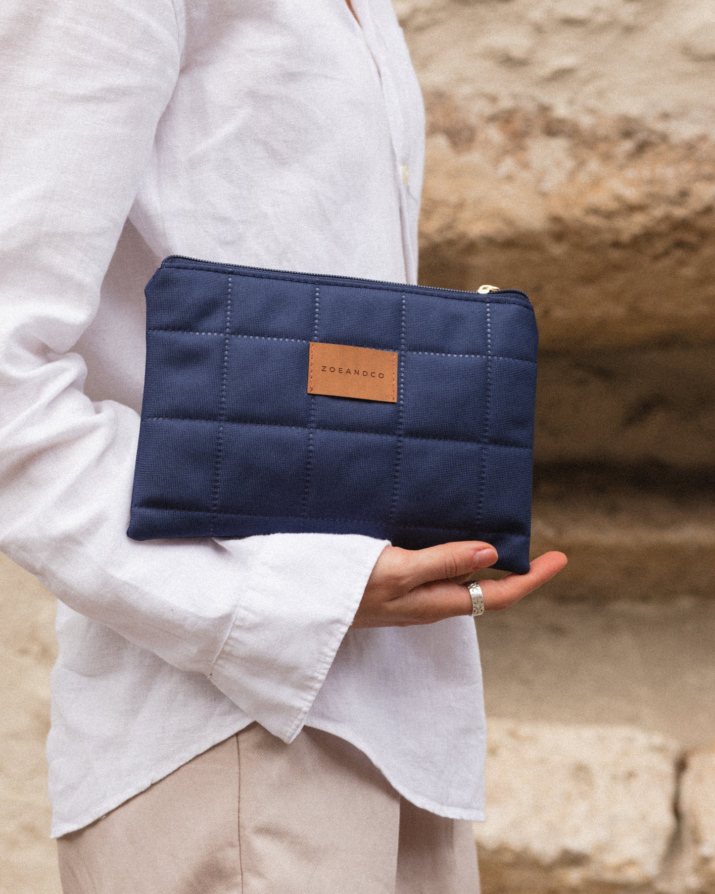 Navy Quilted Pouch - Small