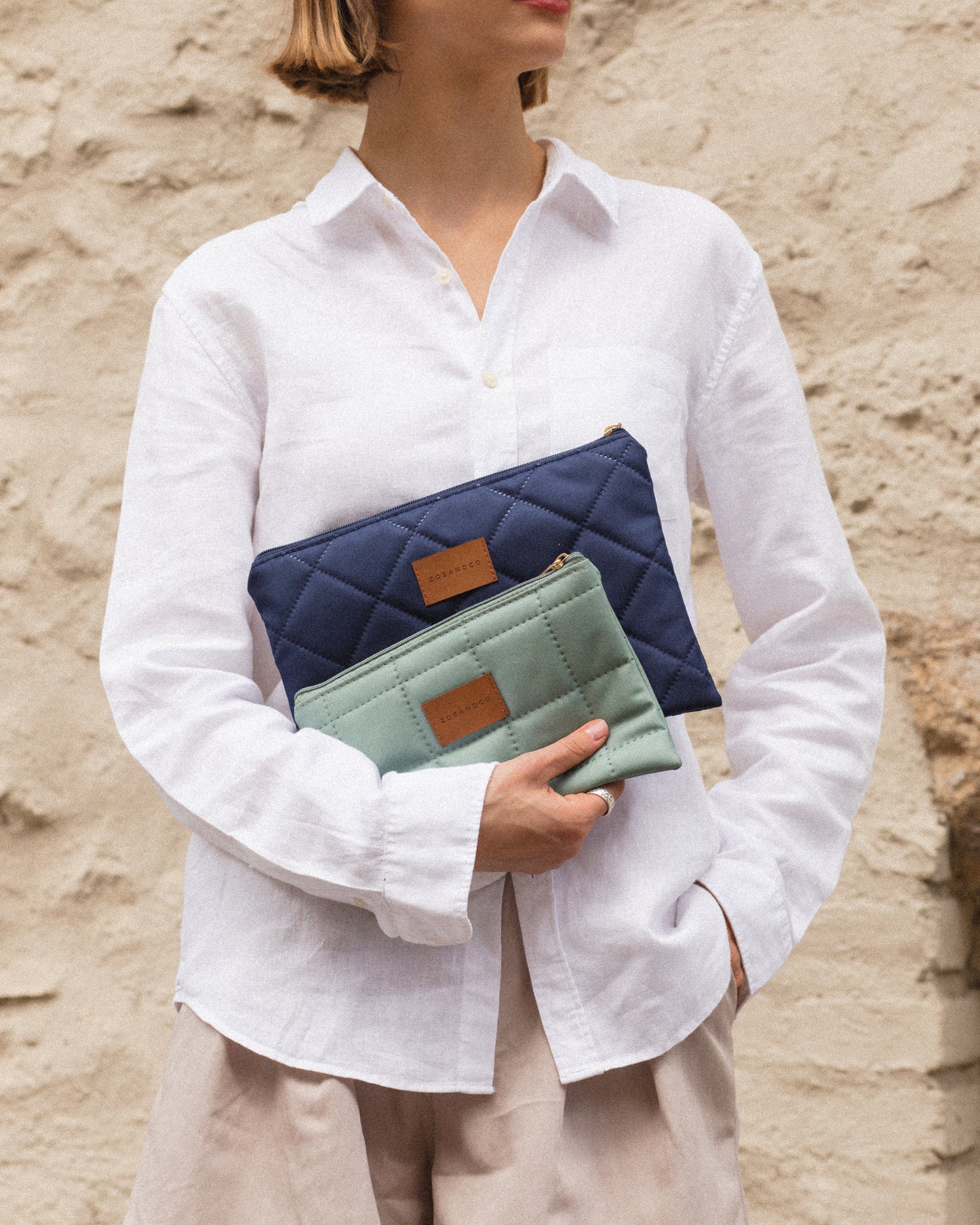 Sage Quilted Pouch - Small