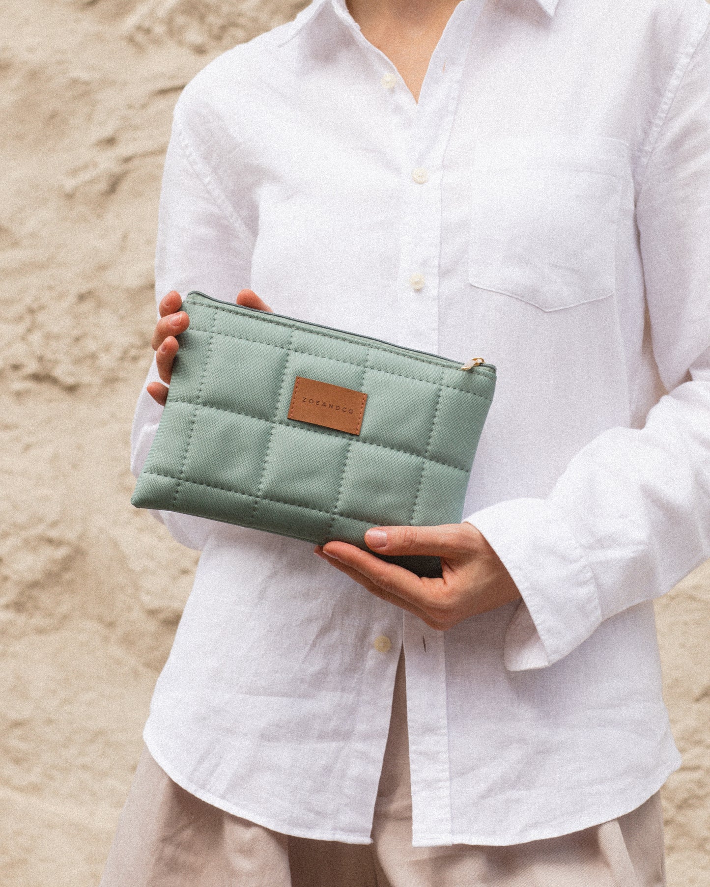 Sage Quilted Pouch - Small