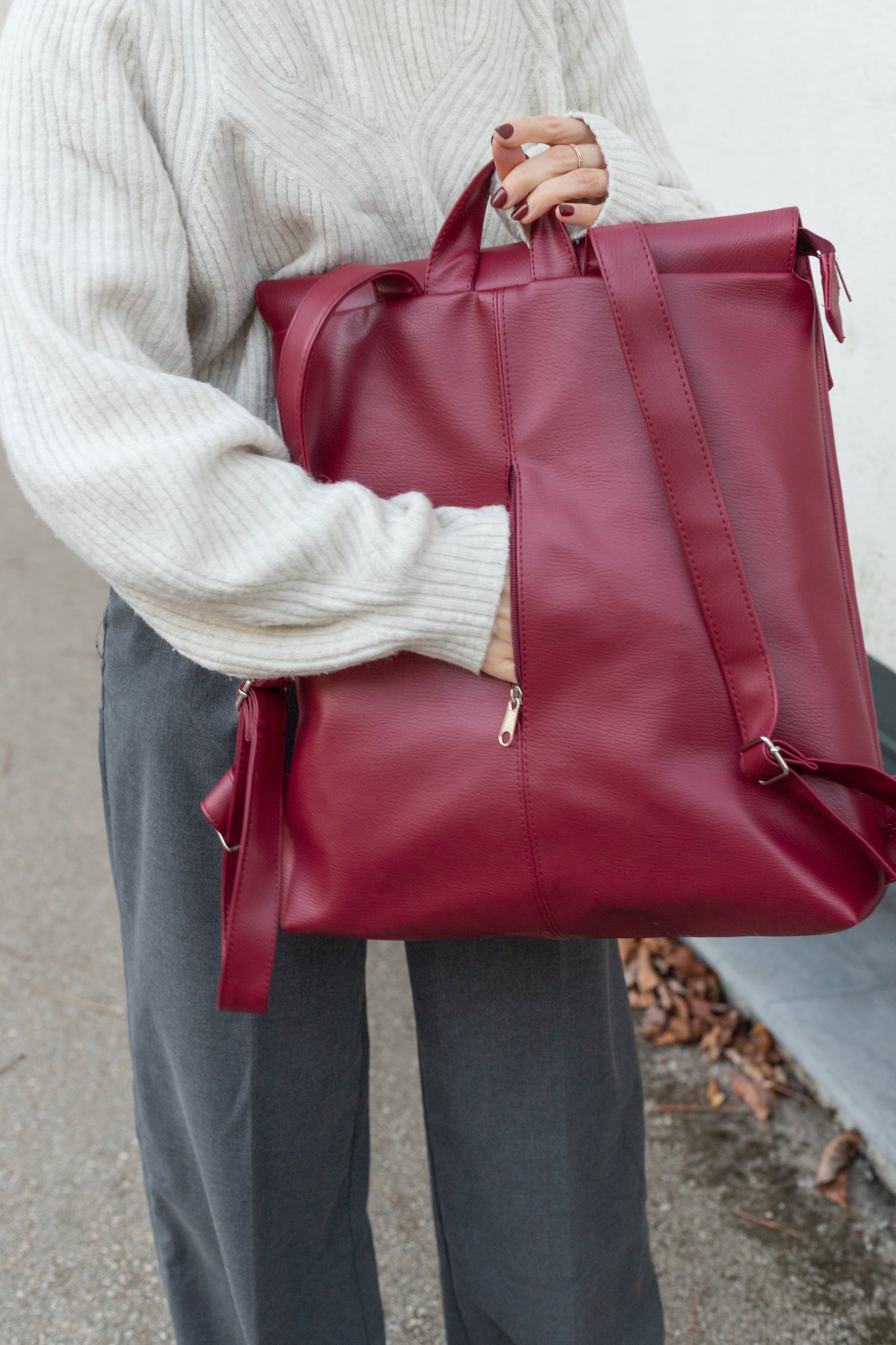 MAXIME Merlot Large Elegant Backpack