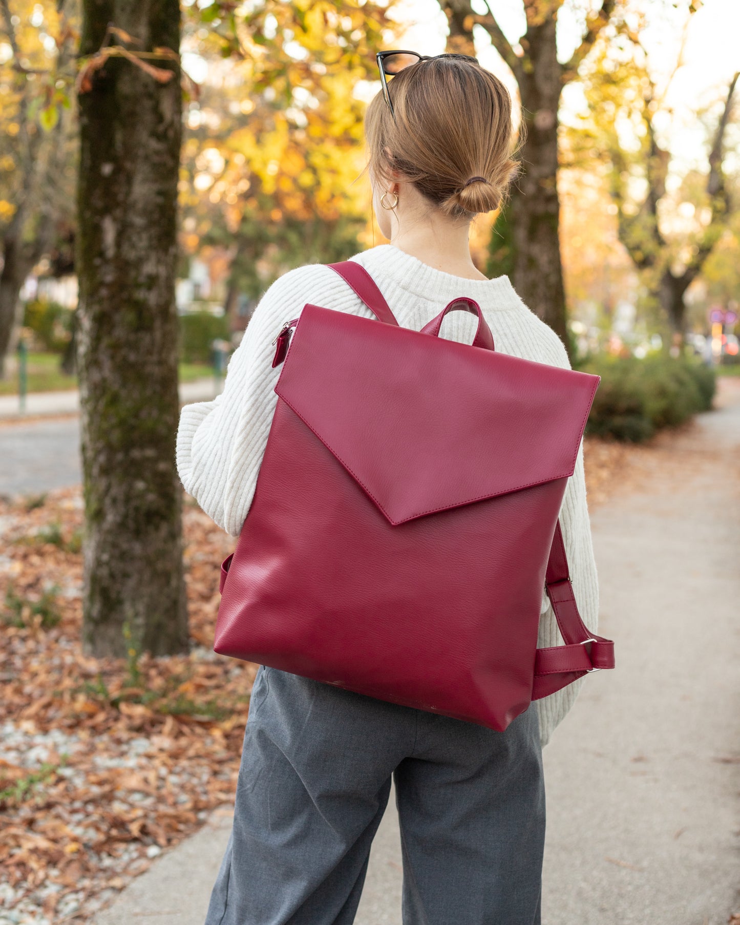 MAXIME Merlot Large Elegant Backpack