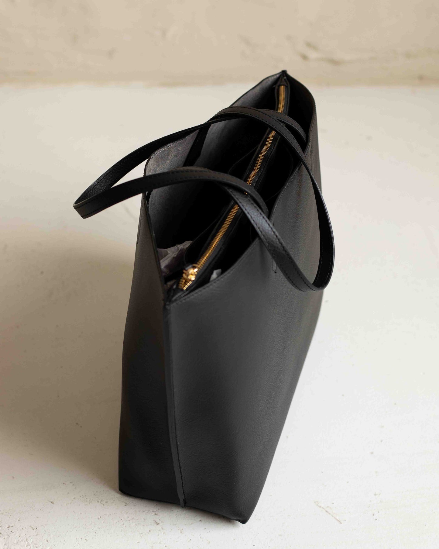 CARLA Black Vegan Leather Tote Bag