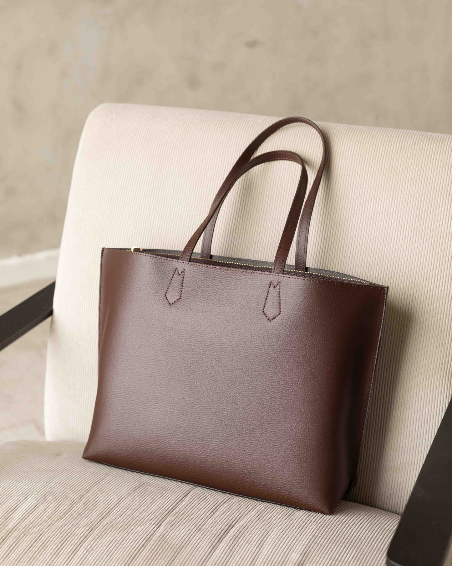 CARLA Mokka Brown Vegan Leather Tote Bag