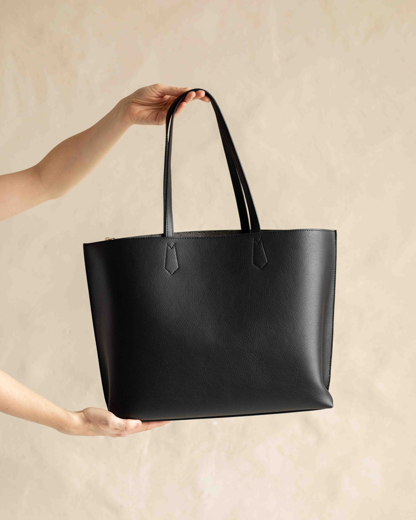 CARLA Black Vegan Leather Tote Bag
