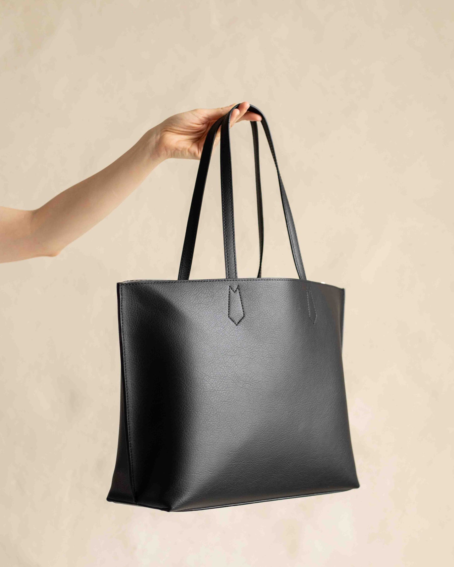 CARLA Black Vegan Leather Tote Bag
