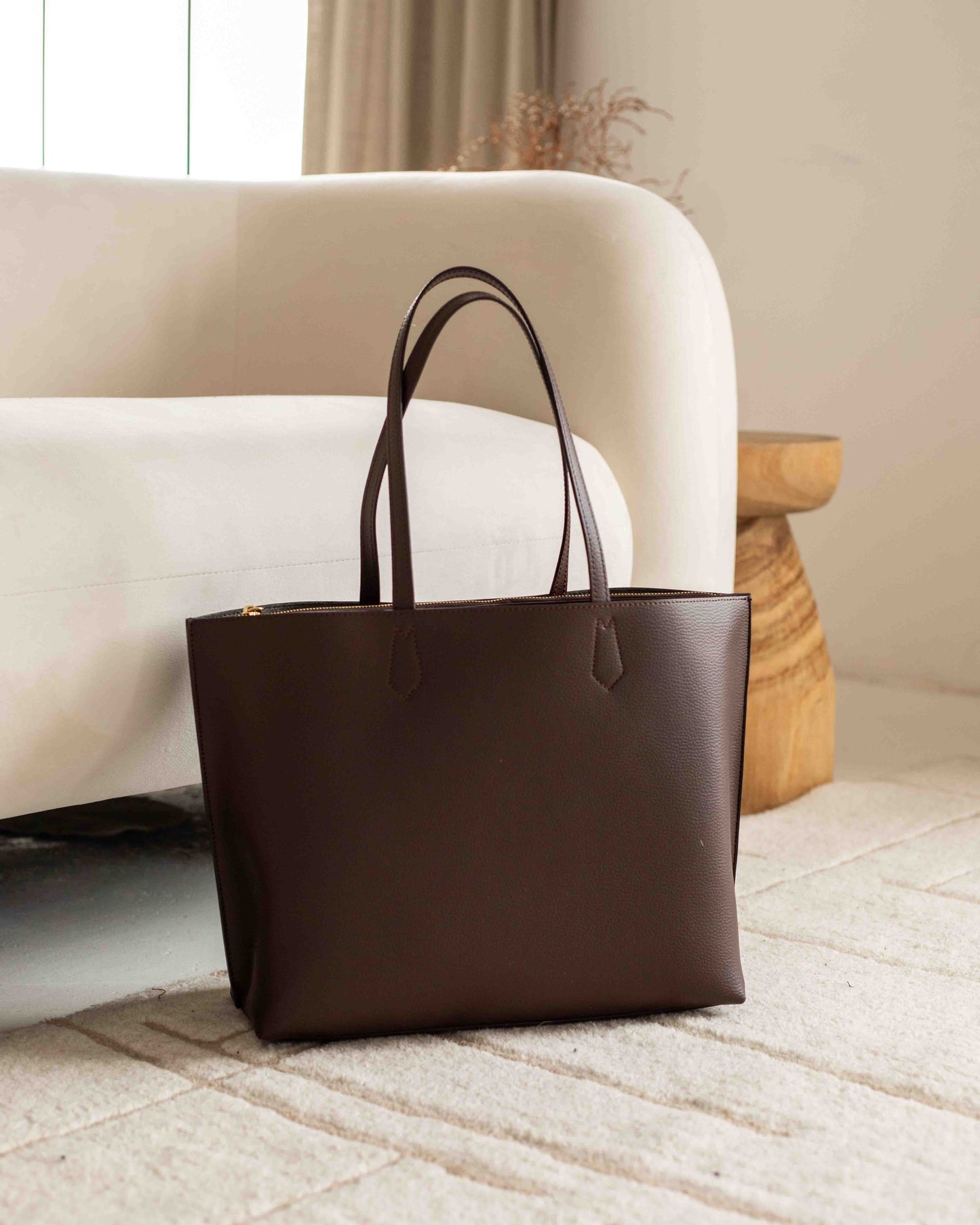 CARLA Mokka Brown Vegan Leather Tote Bag