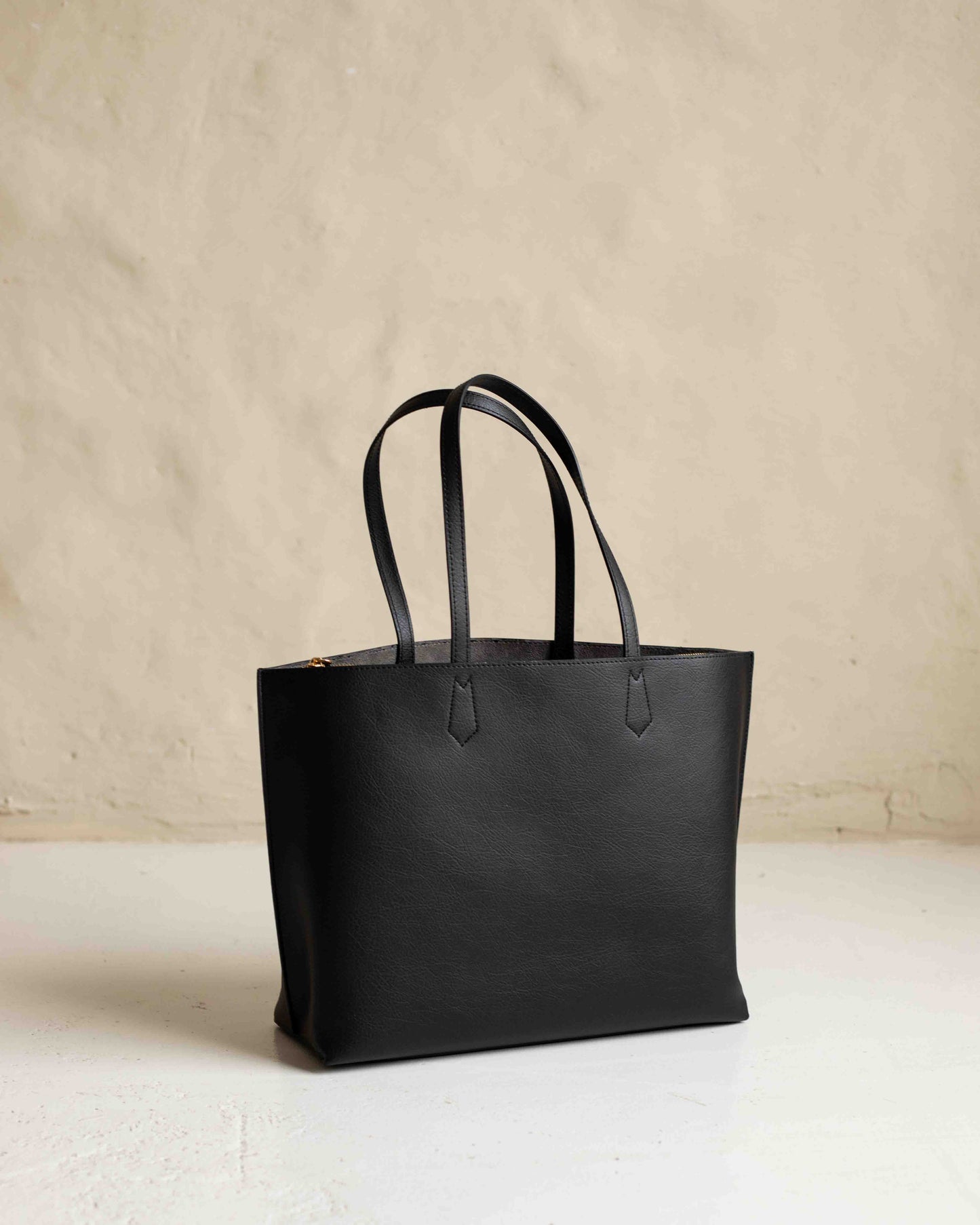 CARLA Black Vegan Leather Tote Bag
